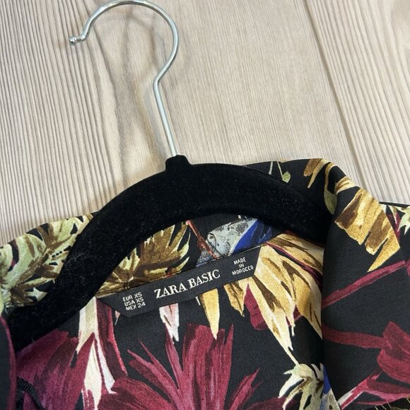 Zara Basic Tropical Print Jumpsuit with Belt, Short Sleeve, Size XS - Picture 5 of 10